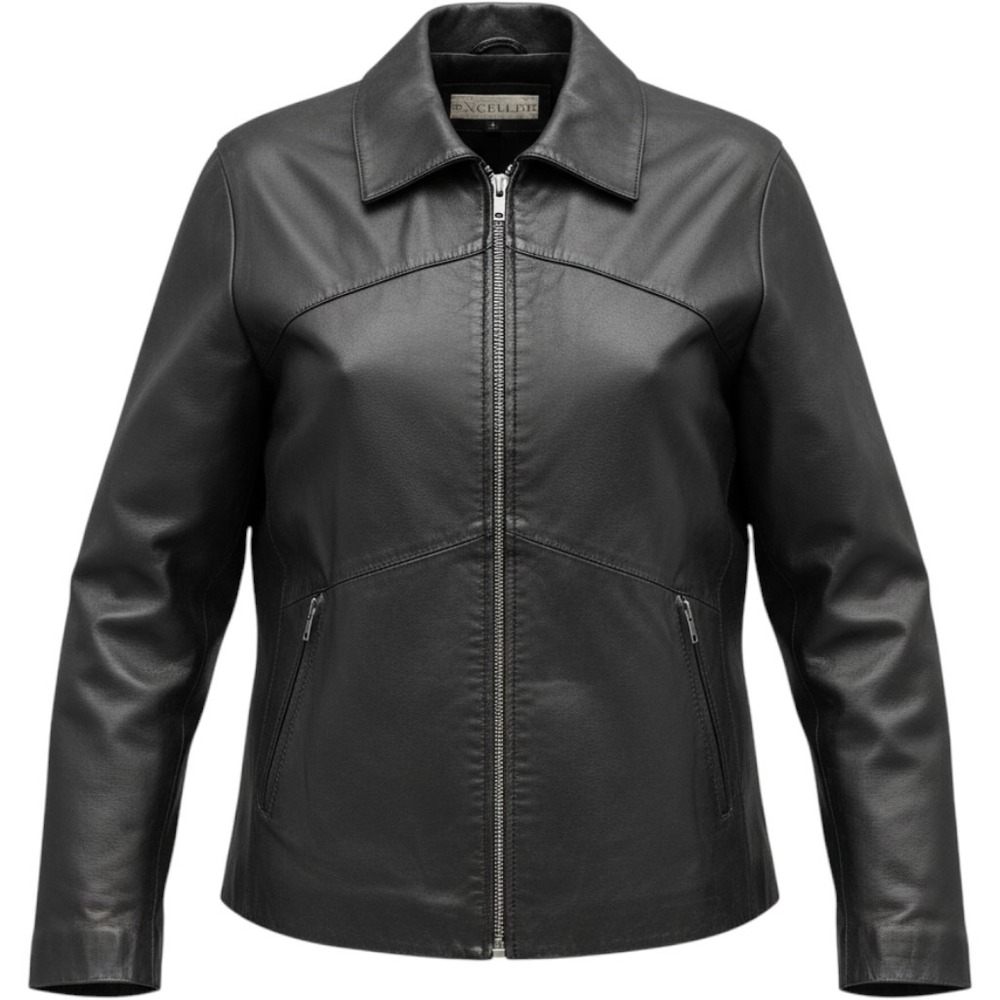Excelled Men's Vintage Black Genuine Leather Zip Jacket XL Y2K Biker Moto Retro